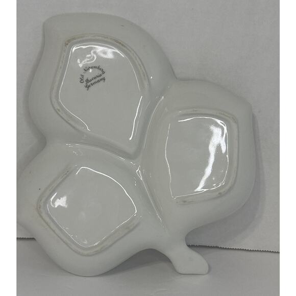 Vintage Old Nuremberg Bavaria Germany 3 Section Leaf Floral Porcelain Dish - Picture 7 of 8